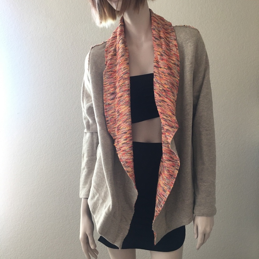 OST Lapel Open Front Cardigan L